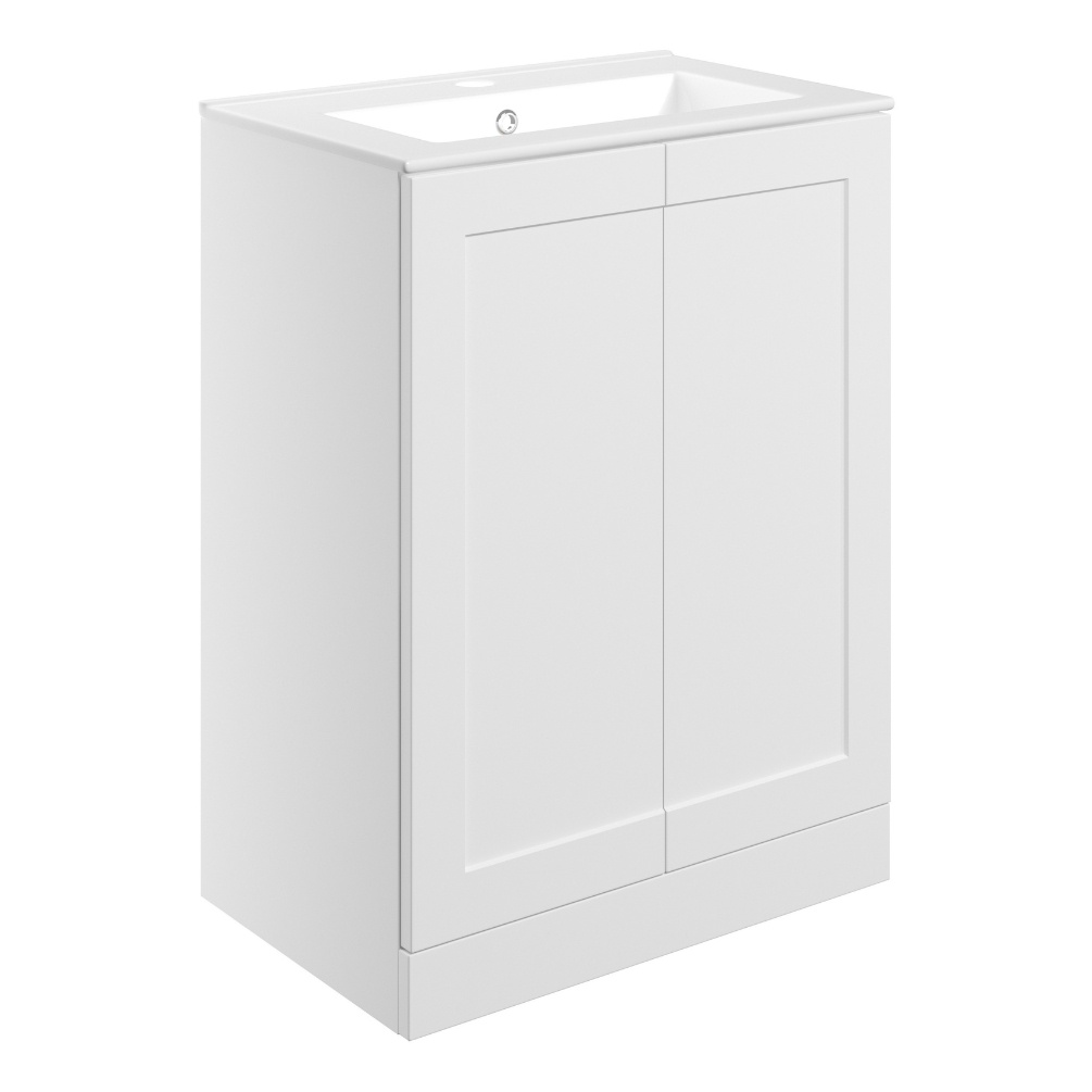 Apex Frame Matt White 615mm Floorstanding  2 Door Vanity Unit & Basin Cut Out